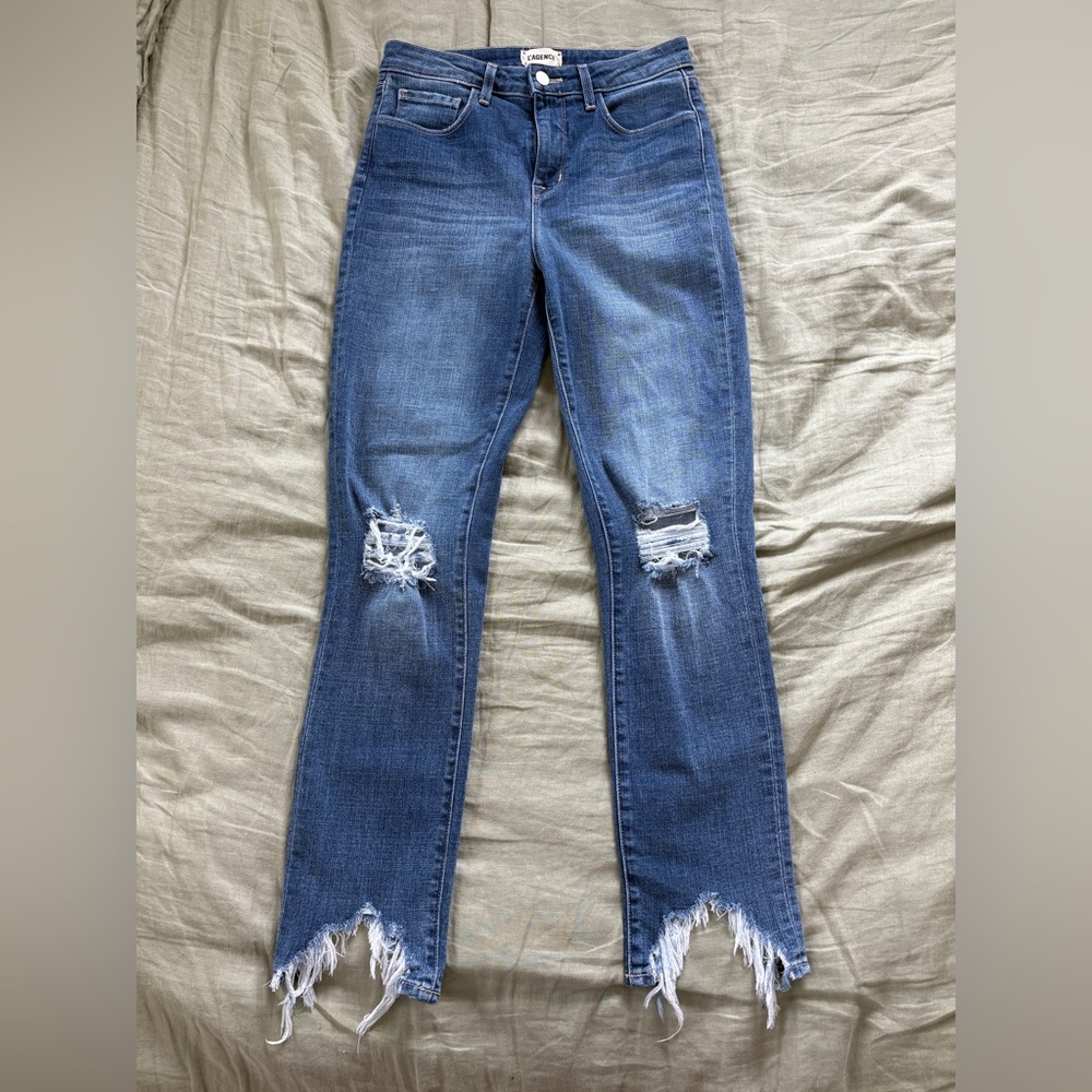 L'agence Jeans Women's Sz‎ 26 High Line High Rise Skinny Medium Wash Distressed